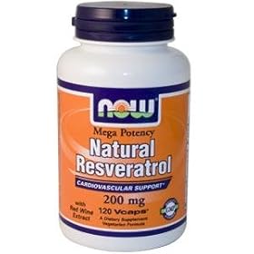 Food Supplement : Natural Resveratrol (Mega Potency) 200 mg - 120 Vcaps