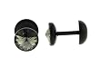 Black Bioflex Fake Plug with Dark Green - 16g Ear Wire - 2G Fake (Sold as Pair)