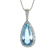 18K White Gold Aquamarine and Diamond Pendant