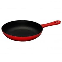 Le Creuset Cast Iron Satin Black Interior Omelette Pan, Cerise, 20 cm
