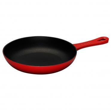 Le Creuset Cast Iron Satin Black Interior Omelette Pan, Cerise, 20 cm