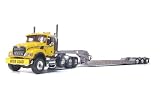 Mack Granite Tri-Axle Lowboy Trailer 1/34 Yellow/Silver First Gear Item #10-3885