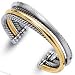 Sterling Silver 18k Overlap Cuff Bangle Bracelet - 7.5 Inch