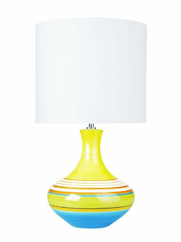 Lite Source LS-2796 Mimosa Table Lamp, Colored Ceramic with White Fabric Shade