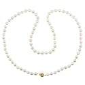 14k Yellow Gold Saltwater Cultured Akoya Pearl AA Grade 6.5-7mm Necklace, 24"