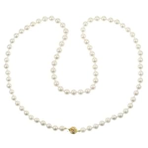 14k Yellow Gold Saltwater Cultured Akoya Pearl AA Grade 