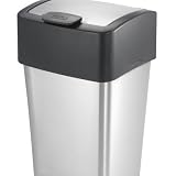 Polder WB-1200-47 10-1/2-Gallon Square Trash Can, Brushed Stainless Steel