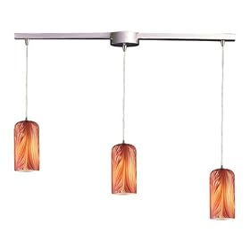 ELK Lighting 544-3L-ML Molten 3 Light Island Light in Satin Nickel with Molten Lava glass by Elk
