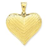 14k Diamond Cut Puffed Heart Pendant