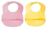 Kiddopotamus Bibbity Rinse And Roll Bib Yellow and Pink 2-Pack