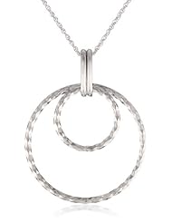 Sterling Silver Brushed Diamond-Cut Double Open Circle Pendant Necklace, 18"
