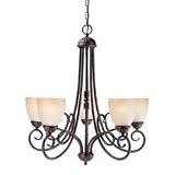 Savoy House GZ-1-2832-5-72 Somerset 5 Light Single Tier Chandelier in Rustic Bronze with Tinted Scavo Glass glass