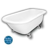American Bath Factory B1-2670-WW-NH-M2-35-CH-C1-RH Maverick Traditional Clawfoot Bathtub in White, C