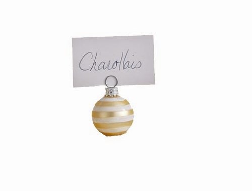 Tag Glitter Glass, Christmas Ornament-shaped Place card Holders, Gold, Set of 16 Mini's (1.75")