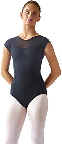 SteelCore Women's Sweetheart Mesh Cap Sleeve Leotard Extra Small Black