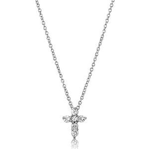 Cubic Zirconia CZ Sterling Silver Pendant X-Small Cross 