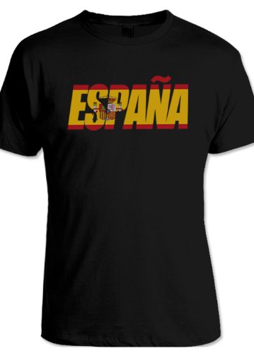 net-shirts SPANIEN FLAGFONT SHIRT T-Shirt, Größe M, Schwarz