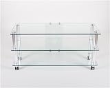 Clear Glass and POLISHED Aluminum 42 inch TV Stand with Casters and Glass Wire Management (Glass and polished aluminum) (23.5H x 44W x 24D)