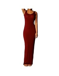 Ankle Length Cotton/Spandex Lace Summer Sleeveless Tank Scoop Neck Maxi Dress 