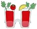 From the Dr. Peepers Glasses collection. Bloody Mary Glasses. These UV protected glasses are great way to express yourself, and to have some fun! These red glasses shaped like bloody mary glasses have a celery stick and tomato garnish on one side, and a lemon wedge and celery stick garnish on the other side.