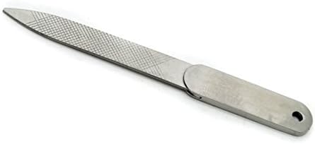 Yeshine Pack of 2 Stainless Steel Triple-cut Nail File with Nail Cleaner Tip,3.5 Inch