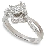 3/4ctw Princess Cut Pave Engagement Ring