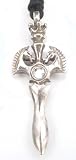  : KING ARTHUR SWORD White Crystal Silver Tone PEWTER Pendant