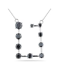 2.02 Cts Black Diamond Geo-Journey Pendant in 14K White Gold