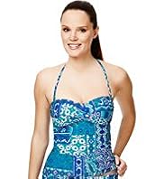 Paisley & Tile Print Bandeau Tankini Top
