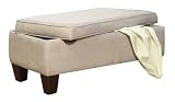 Carolina Cottage Upholstered Oxford Storage Blanket Chest, Beige