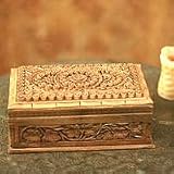 NOVICA Walnut wood jewelry box, 'Sunflower Ivy'