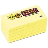 Post-it® Notes, Super Sticky Pad, 1-7/8 Inches x 1-7/8 Inches, Canary Yellow, 10 Pads per Pack