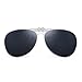 Retro Clip on Aviator Sunglasses Polarized Flip up Lenses Driving Eyeglasses Men (Silver/Polarized Grey)