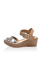 Bueno Sandalias de cuña (Plateado / Marrón Claro)