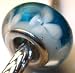 Murano Style Glass Lampwork Bead Fits Pandora Blue and White with White Flowers, 14mm (1)