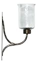 Wrought Iron Small Wall Sconce Candleholder With Crackled Glass Shade 14"H 4.5"D