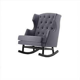 Empire Rocker Fabric Style: Twill in Mocha Brown, Legs: Light Ash Wood