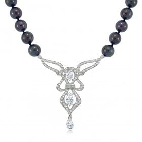 Black Double Strand Pearlfection Pearl Necklace Silver