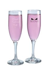 Hortense B. Hewitt Wedding Accessories Maid of Honor and Best Man with Tie Champagne Toasting Flutes, Set of 2