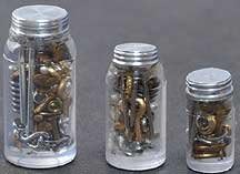 Dollhouse Miniature 3-Pc. Nuts and Bolts Jar Set