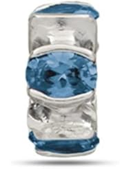December Cz Birthstone Bead In Sterling Silver