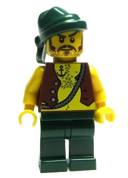 Pirate (Tattoo, Green Bandana) - LEGO Pirates Minifigure