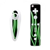 Green Neon Flames Design Nintendo Wii Nunchuk + Remote Controller Protector Skin Decal Sticker