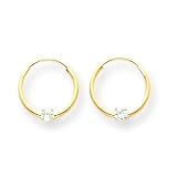 14k EndleSterling SilverCZ (Cubic Zirconia) Hoop Earrings