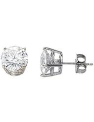 Stunning! 14k White-gold Polished 8MM (4CTTW) Moissanite Round Earrings
