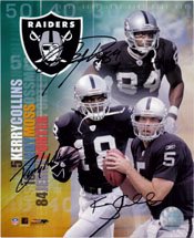 Signed Raiders, Oakland (Kerry Collins / Randy Moss / Jerry Porter) 8x10 By Kerry Collins, Randy Moss and Jerry Porter Photo