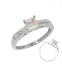 Mom and Heart Designed Mystic Sky Topaz and Diamond Accents 10K White Gold Ring Size 7