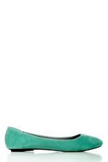 Faux Suede Flats in Sea Green