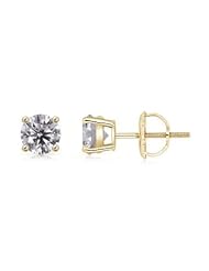 1 ct Solitaire Diamond Stud Earrings in Yellow Gold