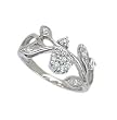 Sterling Silver Rhodium Ring with Clear CZ - Size: 6-9